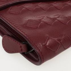 Pre Owned Bottega Veneta Burgundy Intrecciato Wallet