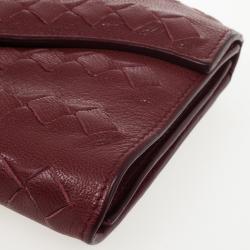 Pre Owned Bottega Veneta Burgundy Intrecciato Wallet