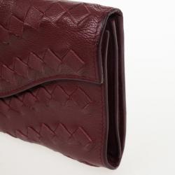 Pre Owned Bottega Veneta Burgundy Intrecciato Wallet