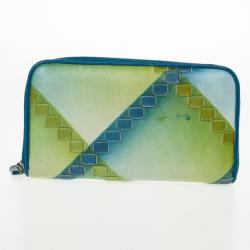 Pre Owned Bottega Veneta Blue Green Leather Intrecciato Nappa Wallet