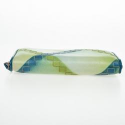 Pre Owned Bottega Veneta Blue Green Leather Intrecciato Nappa Wallet