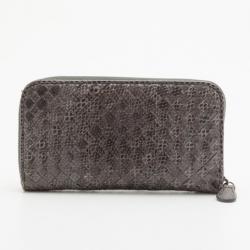 Pre Owned Bottega Veneta Ardoise Intrecciato Ayers Zip Around Wallet