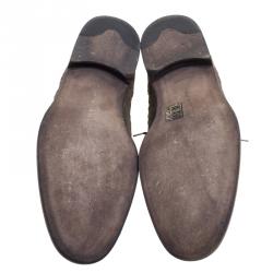 Pre Owned Bottega Veneta Brown Vintage Finish Brogue Leather Oxfords Size 43