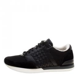 Pre Owned Bottega Veneta Black Leather/Suede and Mesh Sneakers 41