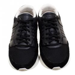 Pre Owned Bottega Veneta Black Leather/Suede and Mesh Sneakers 41
