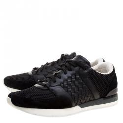 Pre Owned Bottega Veneta Black Leather/Suede and Mesh Sneakers 41