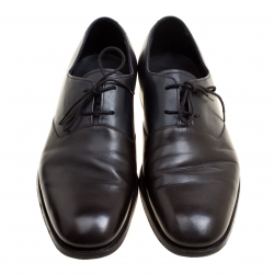 Pre Owned Bottega Veneta Black/Brown Leather Oxfords Size 42
