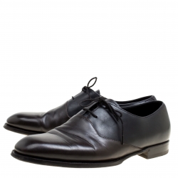 Pre Owned Bottega Veneta Black/Brown Leather Oxfords Size 42