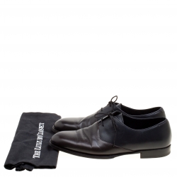 Pre Owned Bottega Veneta Black/Brown Leather Oxfords Size 42