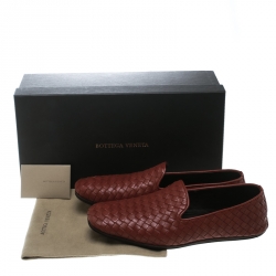 Pre Owned حذاء سليبرز بوتيغا فينيتا سموكينغ جلد انترشياتو بني مقاس 40