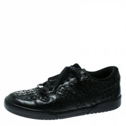 Bottega Veneta Black Intrecciato Leather Speedstar Sneakers Size 44.5