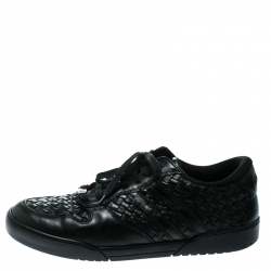 Bottega Veneta Black Intrecciato Leather Speedstar Sneakers Size 44.5