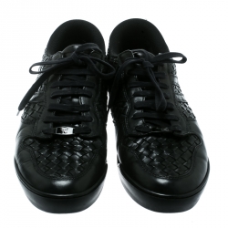 Bottega Veneta Black Intrecciato Leather Speedstar Sneakers Size 44.5