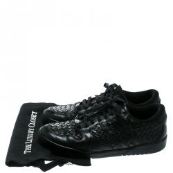 Bottega Veneta Black Intrecciato Leather Speedstar Sneakers Size 44.5