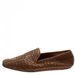 Pre Owned حذاء لوفرز بوتيغا فينيتا جلد انترشياتو بيج داكن مقاس 43