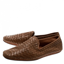 Pre Owned حذاء لوفرز بوتيغا فينيتا جلد انترشياتو بيج داكن مقاس 43