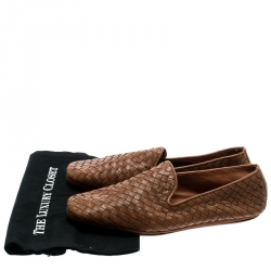 Pre Owned حذاء لوفرز بوتيغا فينيتا جلد انترشياتو بيج داكن مقاس 43