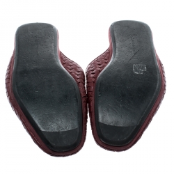 Pre Owned Bottega Veneta Burgundy Intrecciato Leather Espresso Fiandra Mules Size 43