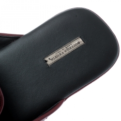 Pre Owned Bottega Veneta Burgundy Intrecciato Leather Espresso Fiandra Mules Size 43