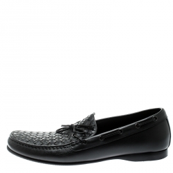 Pre Owned حذاء لوفرز بوتيغا فينيتا جلد انترشياتو أسود مقاس 45