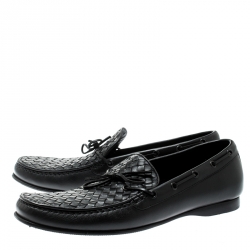 Pre Owned حذاء لوفرز بوتيغا فينيتا جلد انترشياتو أسود مقاس 45