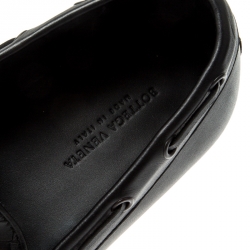 Pre Owned Bottega Veneta Black Intrecciato Leather Driver Loafers Size 40