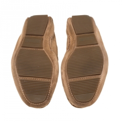 Pre Owned Bottega Veneta Brown Intrecciato Suede Bow Slip On Loafers Size 44