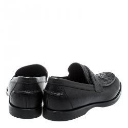 Pre Owned Bottega Veneta Black Intrecciato Leather Penny Loafers Size 42