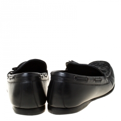 Pre Owned  حذاء لوفرز بوتيغا فينيتا بانيل جلد أنترشياتو أسود مقاس 46