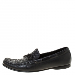 Pre Owned  حذاء لوفرز بوتيغا فينيتا بانيل جلد أنترشياتو أسود مقاس 46