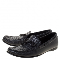 Pre Owned  حذاء لوفرز بوتيغا فينيتا بانيل جلد أنترشياتو أسود مقاس 46