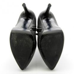 Pre Owned Bottega Veneta Black Leather Platform Mid Calf Boots Size 38