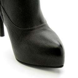 Pre Owned Bottega Veneta Black Leather Platform Mid Calf Boots Size 38