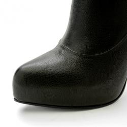 Pre Owned Bottega Veneta Black Leather Platform Mid Calf Boots Size 38