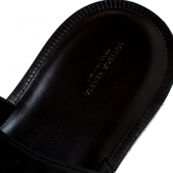 Pre Owned Bottega Veneta Black Intrecciato Leather Slide Sandals Size 45