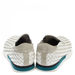مملوكة مسبقًا  Bottega Veneta White Intrecciato Leather Slip On Sneakers Size 41