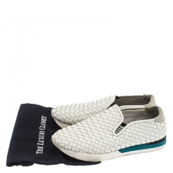 مملوكة مسبقًا  Bottega Veneta White Intrecciato Leather Slip On Sneakers Size 41