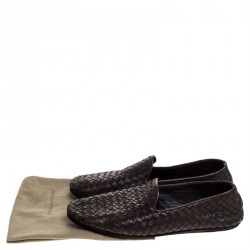 مملوكة مسبقًا Bottega Veneta Brown Intrecciato Leather Smoking Slippers Size 42