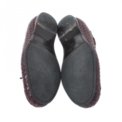 Pre Owned حذاء لوفرز بوتيغا فنيتا فيونكة جلد أنترشياتو عنابي مقاس 42.5