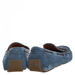 مملوكة مسبقً ا Bottega Veneta Blue Intrecciato Suede Bow Slip On Loafers Size 43