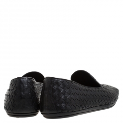 Pre Owned صندل بوتيغا فينيتا سموكنغ جلد أنترشياتو أسود مقاس 45.5