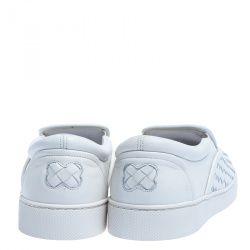Bottega Veneta White Intrecciato Leather Dodger Slip On Sneakers Size 43