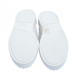 Bottega Veneta White Intrecciato Leather Dodger Slip On Sneakers Size 43