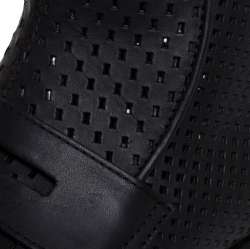 Pre Owned Bottega Veneta Black Perforated Leather Loafer Boots Size 40