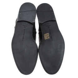 Pre Owned Bottega Veneta Black Perforated Leather Loafer Boots Size 40