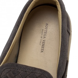 Bottega Veneta Grey Intrecciato Suede Slip On Sneakers Size 43