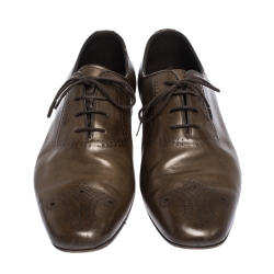 Bottega Veneta Brown Leather Brogue Oxfords Size 42
