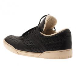 Pre Owned Bottega Veneta Black Intrecciato Leather Sneakers Size 46