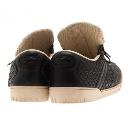 Pre Owned Bottega Veneta Black Intrecciato Leather Sneakers Size 46
