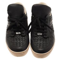 Pre Owned Bottega Veneta Black Intrecciato Leather Sneakers Size 46